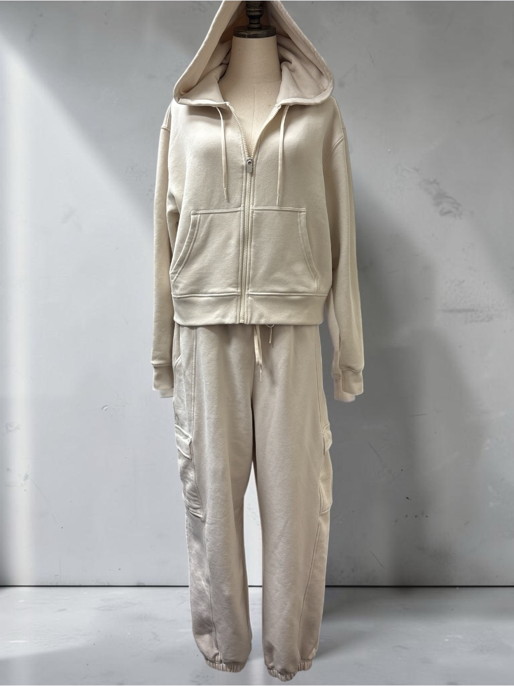*NWOT* Athleta Cream Zip Hoodie & Cargo Joggers Set